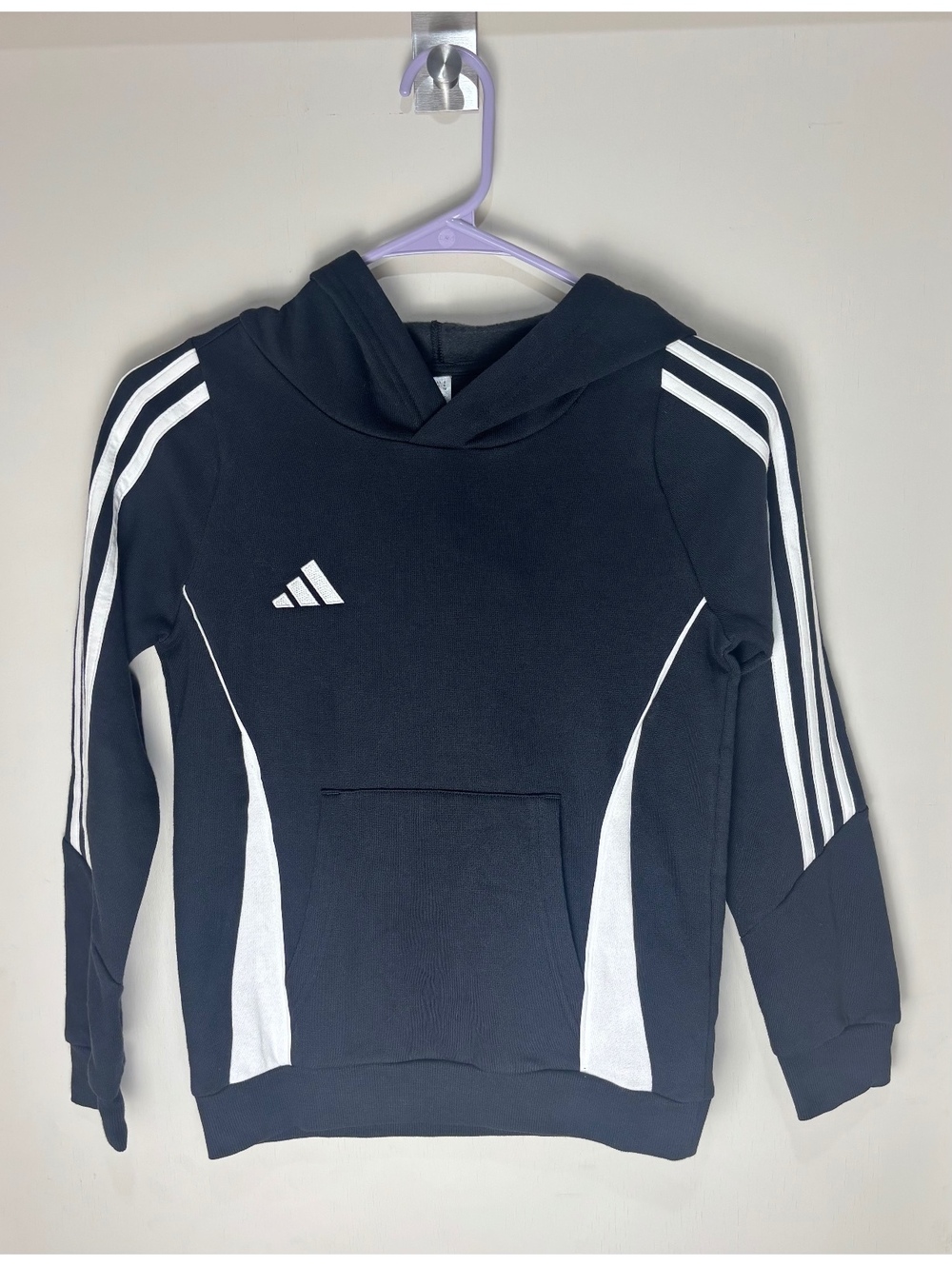 Adidas Tiro 24 Youth S 9-10 Black White Hoodie Soccer IJ5611 NWT